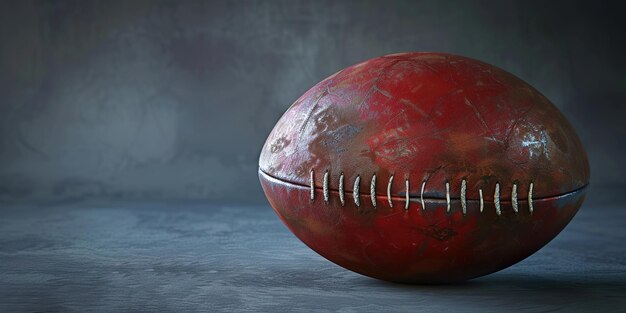 Photo weathered rugby ball on textured surface with moody lighting