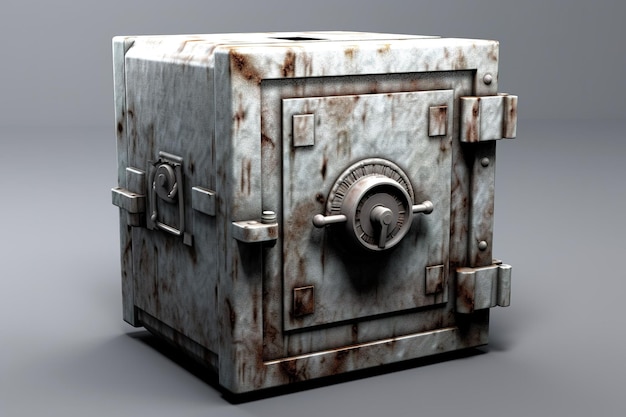 A Weathered Steel Safe Stands Guard Its Secrets Held Tight on White or PNG Transparent Background