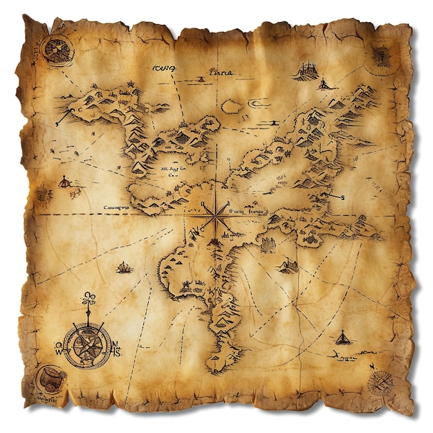 A weathered treasure map its yellowed edges and faded ink revealing the secrets of hidden riches and buried adventure v 6 Job ID 8786013dcfea463c8ddecd9a4f231253