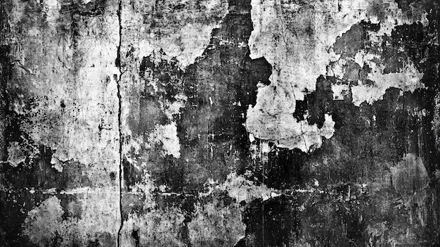 Photo weathered wall with peeling paint and rough texture in a monochrome style