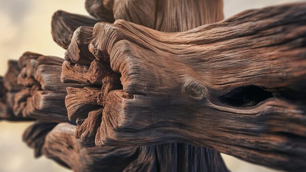 weathered wooden beam showcasing the rugged texture grain patterns and intricate knots