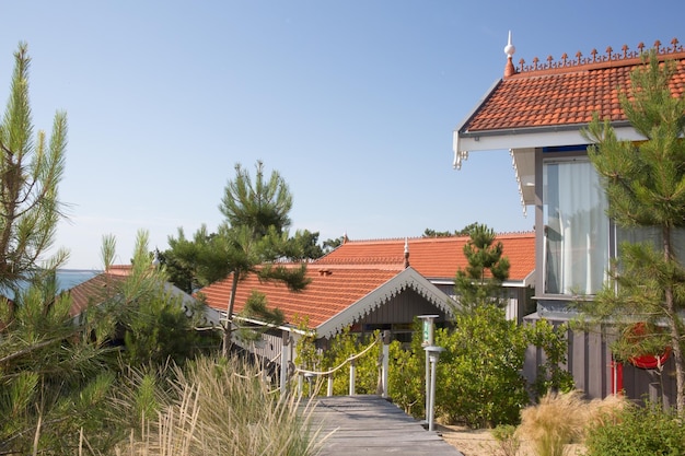 Weathered wooden grey house by the sea in France