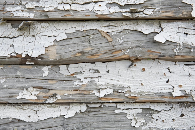 Weathered Wooden Surface with Peeling White Paint