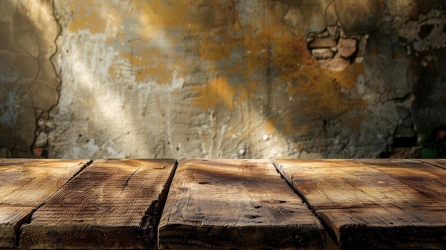 Photo weathered wooden table with blurred background rustic and vintage look