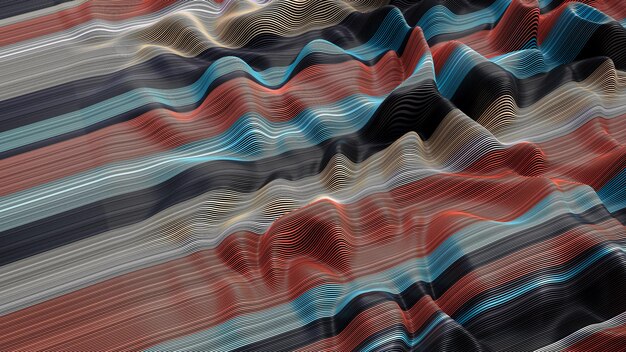 Weave lines Abstract background colored dynamic waves cloth wavy folds 3d illustration