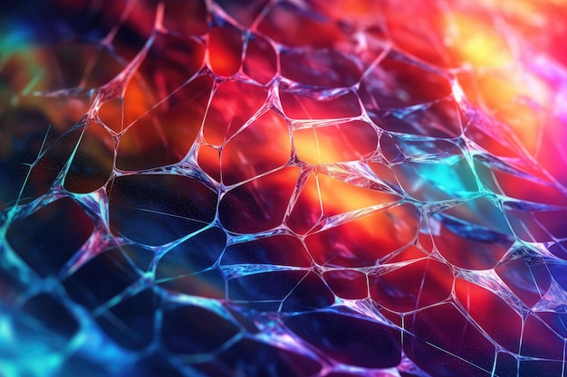 Web Abstract Creative Technology Network Background in Neon Colors extreme closeup Generative AI