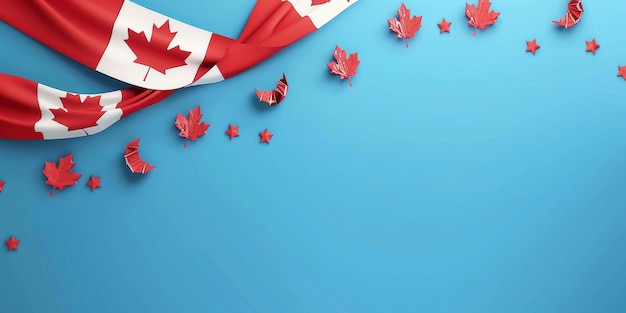 Photo web banner for canada day with 3d icon sale special offer on background on the left is free space no