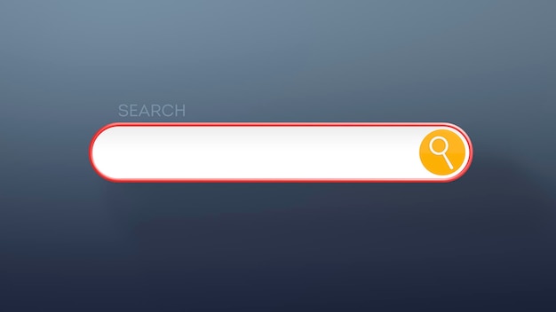 Web Browser Search Bar Red Yellow Search Bar on Blue Studio Background Internet Concept 3D Render