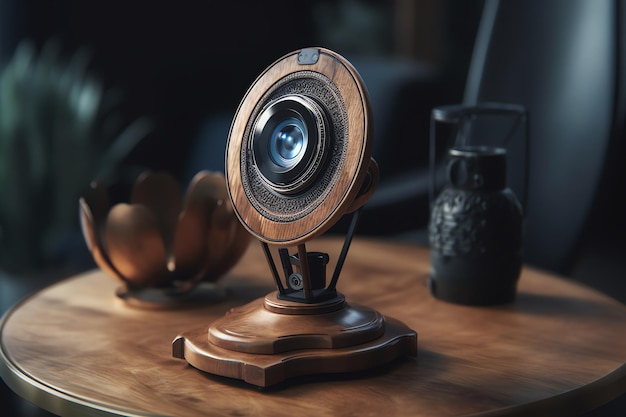 a web camera modern wooden concept