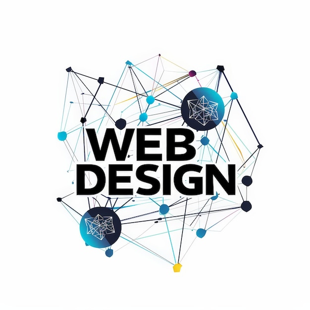 a web design is shown with the words web design on the top