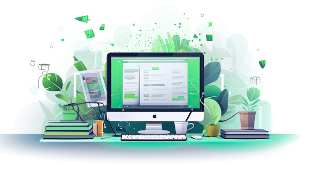 Web designer workstation flat illustration generative ai