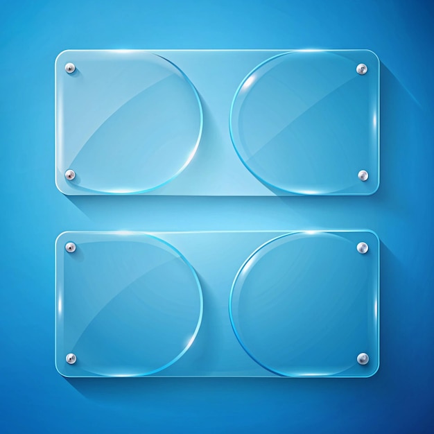 Photo web elements 3 glass plates infographic on blue