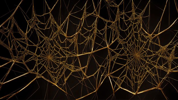 web of gold lines on black marble background shadow 3d wallpaper