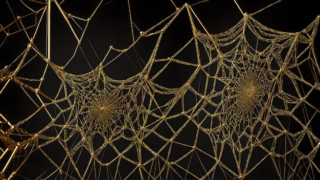 web of gold lines on black marble background shadow 3d wallpaper