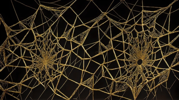 Photo web of gold lines on black marble background shadow 3d wallpaper