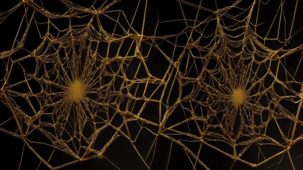 web of gold lines on black marble background shadow 3d wallpaper