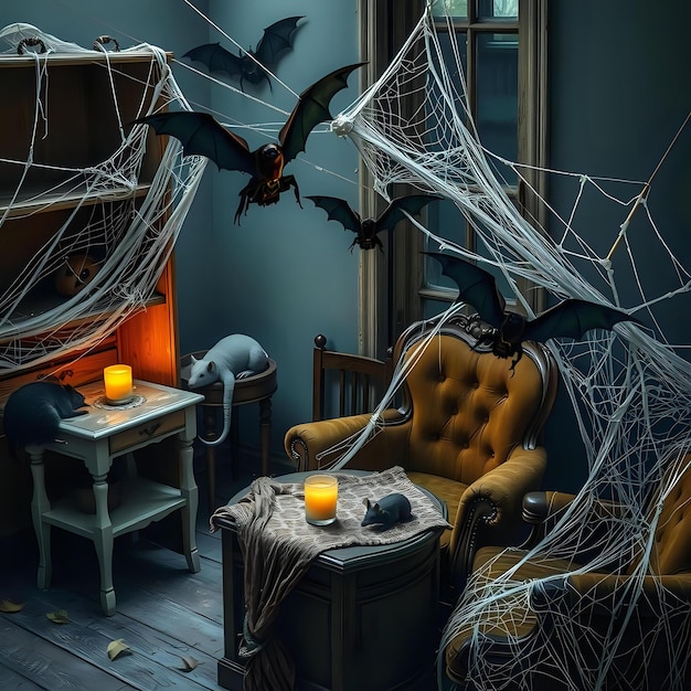 Photo web halloween borders with frightening creatures