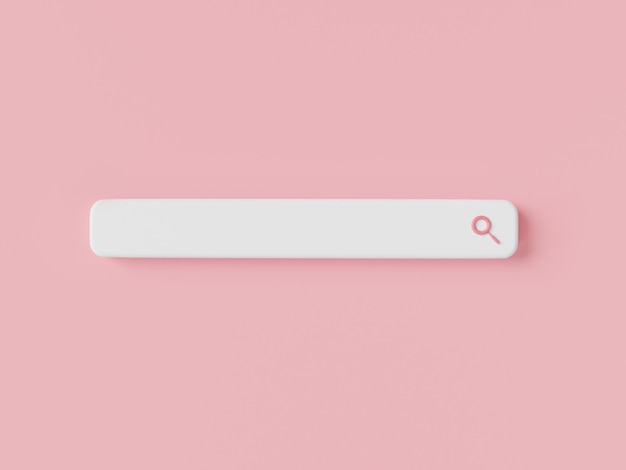 Web search concept Search bar icon on pink background website Search form template Information search system Navigation and search Cartoon minimal style 3d icon render illustration