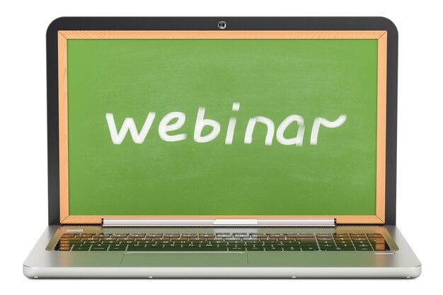 Photo webinar concept with laptop 3d rendering