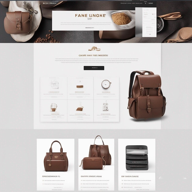 Photo a website for a company called the brand of brown leather bags.