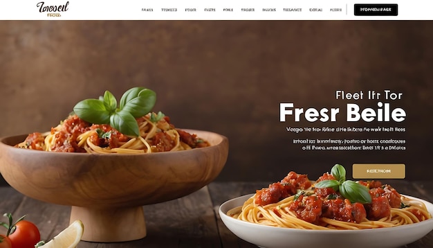 a website for fresh spaghetti with a picture of a bowl of meatballs