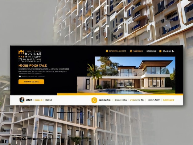 Photo a website for a home that has a yellow border