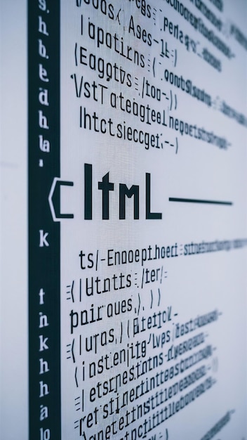 Photo website html code browser view printed on white paper closeup view