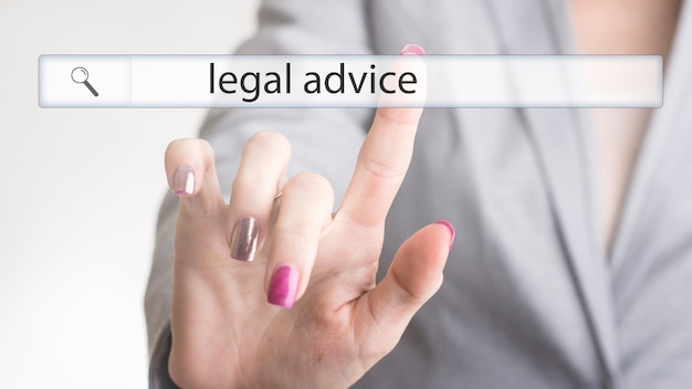 Website navigation bar with the text legal advice