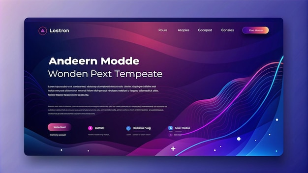 Photo website template design with interface elements landing page