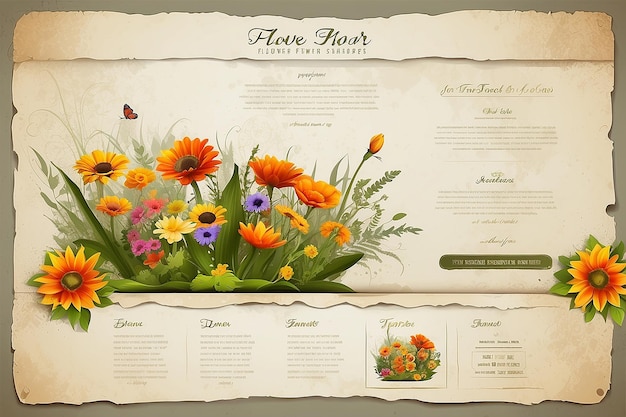 website template for flower shop and web shop the worn rubbed effects are on different layers