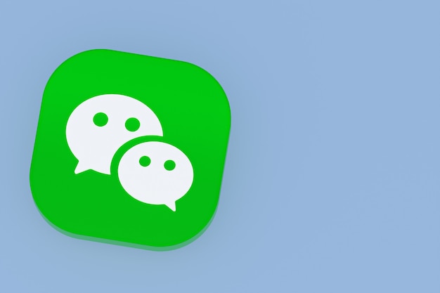 Wechat application logo 3d rendering on blue background