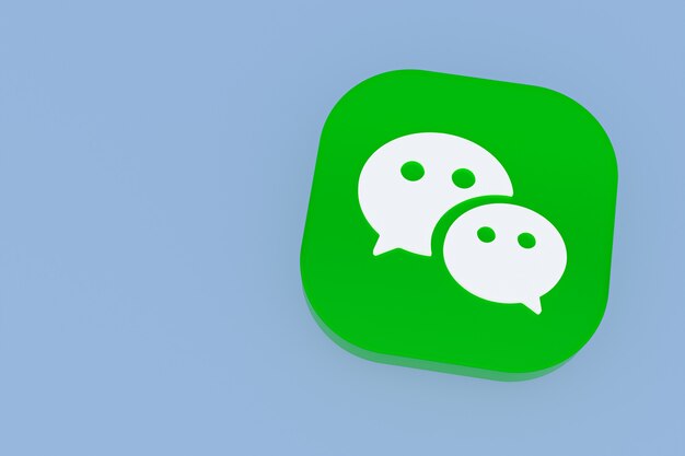 Wechat application logo 3d rendering on blue background