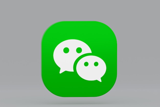 Wechat application logo 3d rendering on gray background