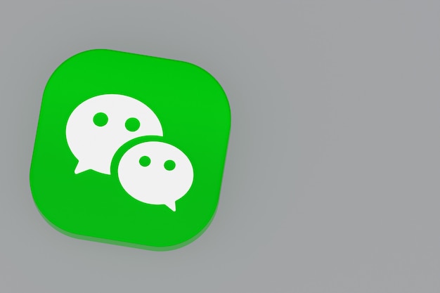 Wechat application logo 3d rendering on gray background