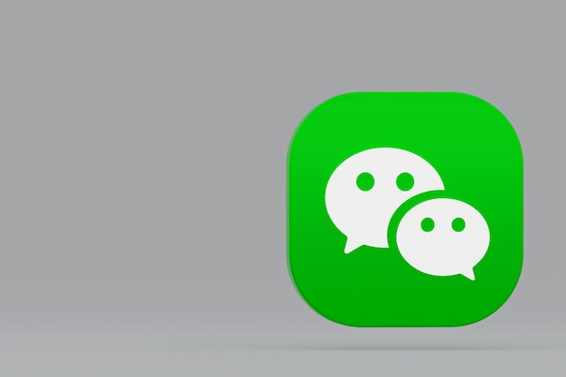 Wechat application logo 3d rendering on gray background