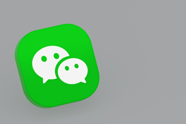 Wechat application logo 3d rendering on gray background