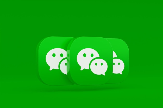 Wechat application logo 3d rendering on green background