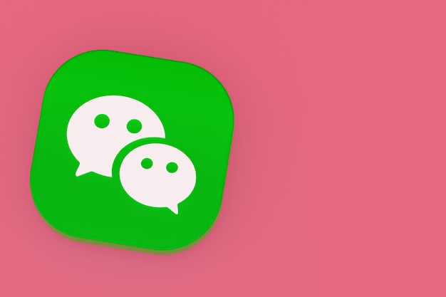 Wechat application logo 3d rendering on pink background