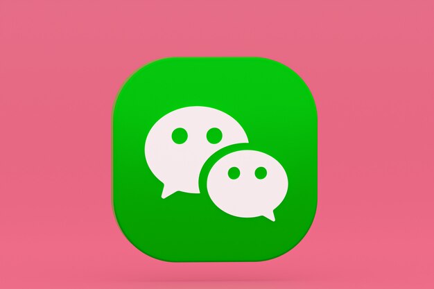 Wechat application logo 3d rendering on pink