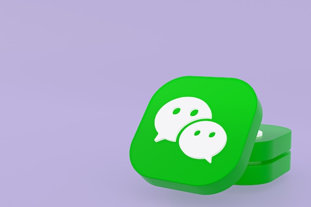 Wechat application logo 3d rendering on Purple background