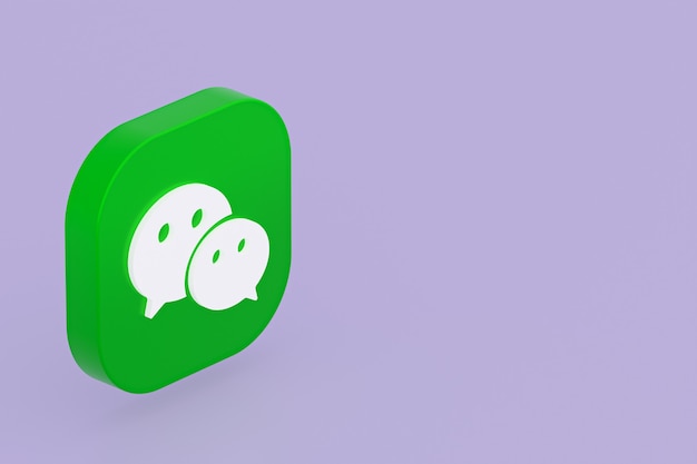 Wechat application logo 3d rendering on Purple background