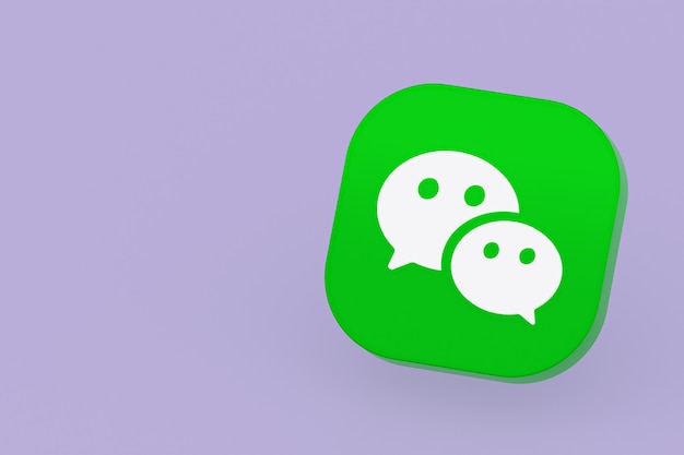 Wechat application logo 3d rendering on Purple background