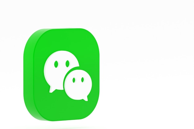 Wechat application logo 3d rendering on white background