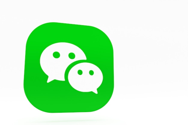 Wechat application logo 3d rendering on white background