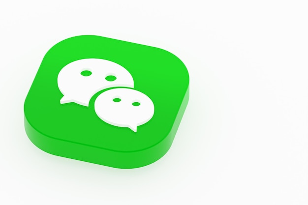 Wechat application logo 3d rendering on white background