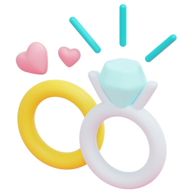 wedding 3d render icon illustration