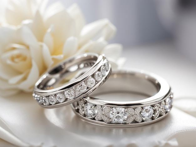 Wedding accessories wedding rings bridal jewelry wedding concept engagement rings marriage symb