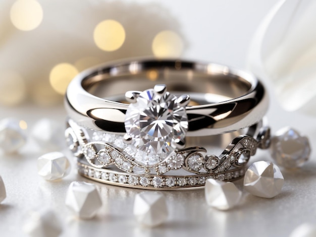 Wedding accessories wedding rings bridal jewelry wedding concept engagement rings marriage symb