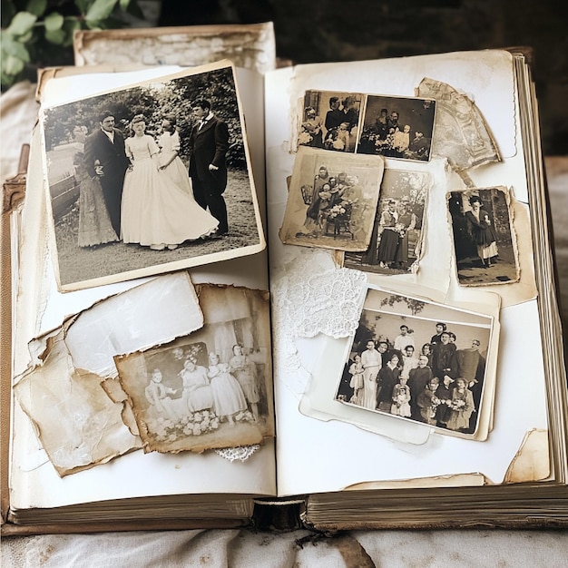 Photo wedding album with a collection of photos