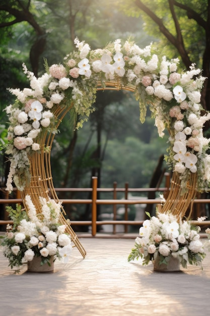 wedding arch in nature Generative AI